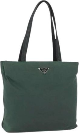 Prada Pre-owned Tote Bags, female, Green, Size: ONE SIZE Pre-owned Nylon Tote Bag