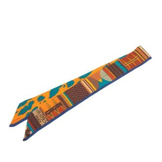Herm&egrave;s Pre-owned Scarves, female, Orange, Size: ONE SIZE Pre-owned Pelages et Camouflage Twilly Scarf