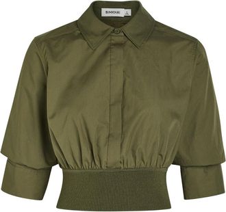 Jonathan Simkhai Stiles Cotton-poplin Cropped Shirt - Khaki - S (UK8-10 / S)