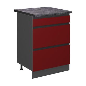 Vicco Mueble Bajo De Cocina R-line, Rojo, 60 Cm Con Cajones, Et Antracita