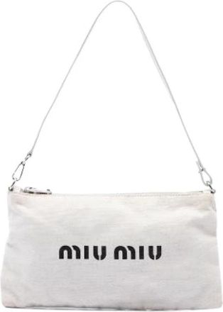 Miu Miu Pre-owned Canvas Shoulder Bag - Dames - Vintage Schoudertas - Wit - ONE Size - Leer - Vintage