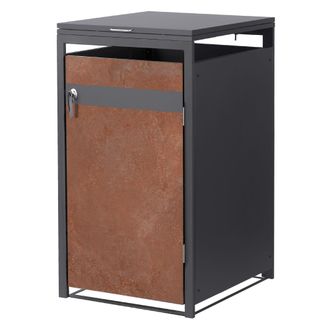 ML Design Ml-design - Cobertizo De Exterior Para 1 Cubo De Basura De 240l 68x80x116,3 Cm Antracita Con Acabado &Oacute;xido Mueble Cubrecontenedor De Acero Resistente 