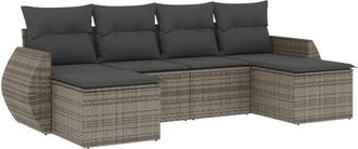 vidaXL Vidaxl - Set De Muebles De Jard&iacute;n 6 Pzas Y Cojines Rat&aacute;n Sint&eacute;tico Gris