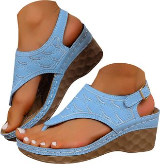 Generic Orthopedic Wedges for Women Platform Sandals Wedge Heels for Women Dressy Summer 2026 Walking Sandals Women Comfortable Slip on Beach Vacation Shoes A