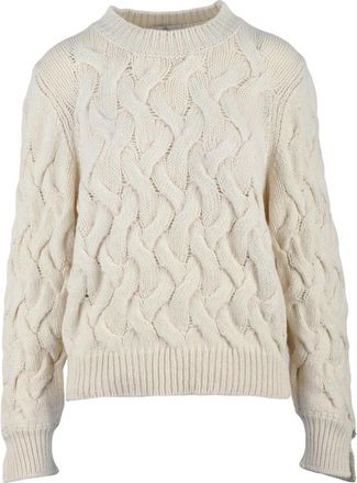 PANICALE Maglione Intrecciato - Dames - Ronde hals truien - Wit - L - Wol - Truien & Vesten