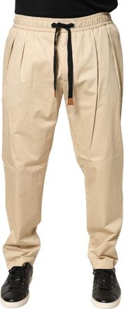 Dolce & Gabbana Mens Cotton-Blend Drawstring Joggers Beige Elastane
