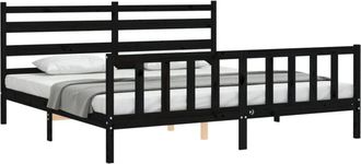 vidaXL Vidaxl - Bed Frame without Mattress Black 200x200 cm Solid Wood Pine