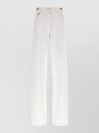 Versace high rise cotton denim wide leg trousers