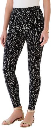 Roaman's Plus Size Essential Stretch Ankle Length Pull On Legging in Black Dot Swirl at Nordstrom, Size 4X