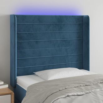 vidaXL Cabecero Con Led De Terciopelo Azul Oscuro 103x16x118/128 Cm Vidaxl