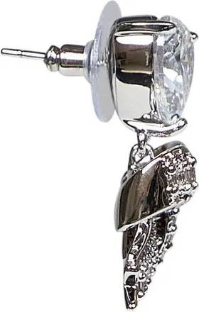 Self Portrait Womens Drop Earrings With Crystal Heart Silver