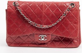 Chanel Ltd. Ed. Lizard Skin Jumbo Classic Double Flap Schoudertas