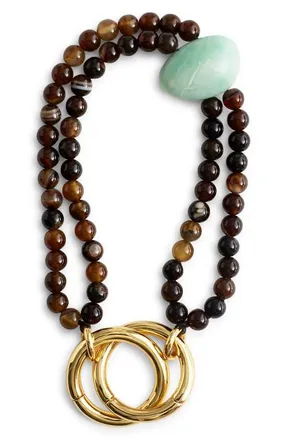Madewell Double Strand Beaded Bag Charm in Brown/Teal/Antique Gold at Nordstrom