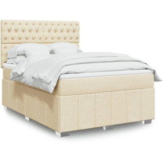 vidaXL Vidaxl - Cama Box Spring Con Colch&oacute;n Tela Color Crema 140x200 Cm