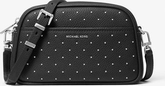 Michael Kors Jet Set Small Studded Pebbled Leather Camera Crossbody Bag