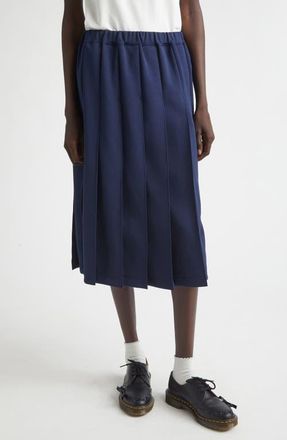 Comme Des Gar&ccedil;ons Pleated Jersey Midi Skirt in Navy at Nordstrom, Size Medium