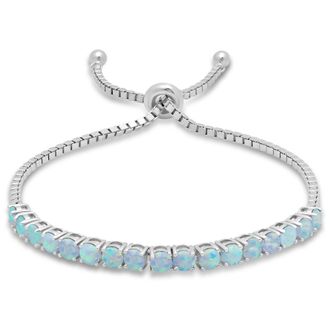 MAX + STONE Sterling Silver Round 4mm Gemstone Bolo Bracelet