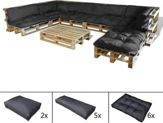 vidaXL Vidaxl - Pallet Sofa Cushion 13 pcs Black 120 x 80 x 10 cm Fabric