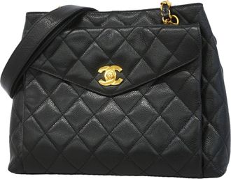 Chanel Black Grained Calfskin Tote Bag (Pre-Owned)