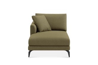 Castlery Lena Left Chaise Sofa Customized, Performance Boucle Moss, Matte Black Legs, Spill Resistant, Removable Covers for Castlery