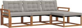 vidaXL Conjunto De Sof&aacute;s De Exterior 4 Uds. Natural Y Gris Claro Vidaxl