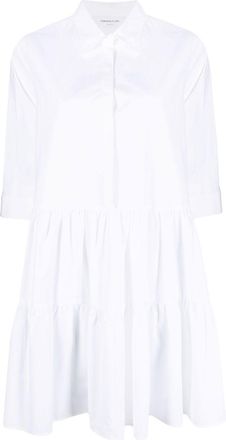 Fabiana Filippi tiered cotton shirt dress - women - Cotton/Eco Brass - 46 - White