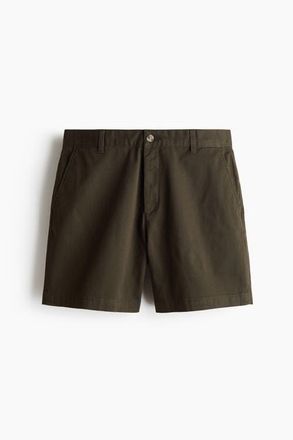 H&M Regular Fit Cotton Chino Shorts in Dark Khaki Green at Nordstrom, Size 38