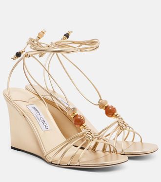 Jimmy Choo London Lova embellished leather wedge sandals