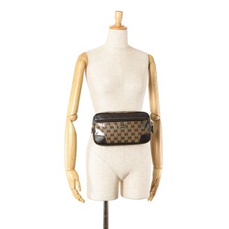 Gucci Pre-owned Womens Gg Crystal Belt Bag - Tan Textile - One Size
