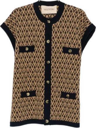 Valentino Garavani Gebreid vest - Heren - Vesten - Bruin - L - Nylon - Truien & Vesten
