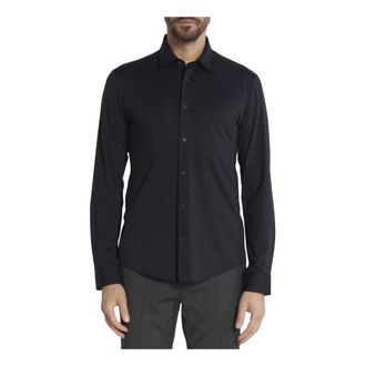 HUGO BOSS Overhemden, Heren, Blauw, XL, Leer, Camicia slim fit in tessuto tecnico