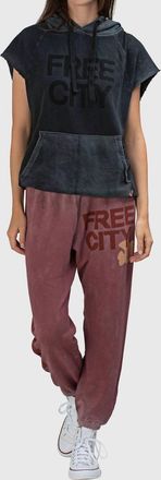 Freecity The Doing Of It Super Yumm Cut Off Hoodie In Volcano Powder