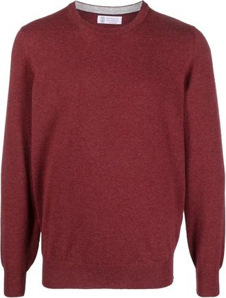 Brunello Cucinelli Red Crew Neck Sweater, Brand Size 56 (US Size 46)