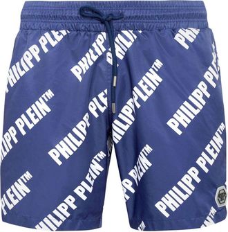Philipp Plein logo-print swim shorts - men - Polyester - XXXXL - Blue