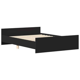 Berkfield Home Durable Bed Frame with Headboard & Footboard Black 120x190 cm S | Size: Small Double