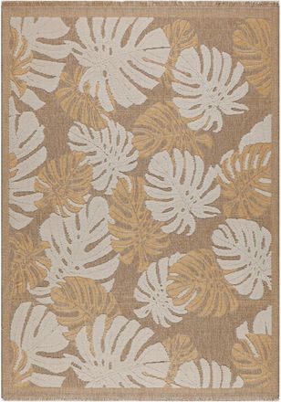 Nazar Rugs Alfombra interior/exterior aspecto yute de hojas amarillas - 120x170