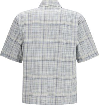 Sunflower Mens Adam Short-Sleeved Shirt Blue Cotton; Elastane