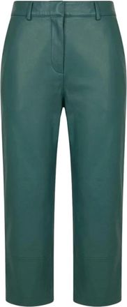 Frankie Shop Lior leren capribroek - Dames - Leren Broeken - Groen - L - Leer - Broeken