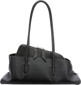 The Attico Black La Passeggiata Small Double Handle Leather Handbag