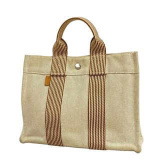 Herm&egrave;s Beige Canvas Tote Bag (Pre-Owned)