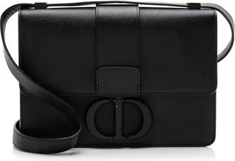 Dior Black Leather 30 Montaigne Flap Box Bag (Authentic Pre-Loved)