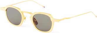 Thom Browne Stijlvolle Zwarte Leren Portemonnee - unisex - Zonnebrillen - Geel - 42 MM - Accessoires