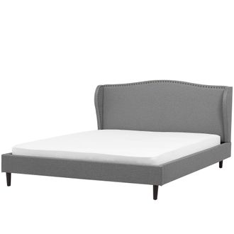 Beliani Cama Doble Tapizada Beige 160 X 200 Cm Con Somier Y Cabecero Estilo Glamour Colmar
