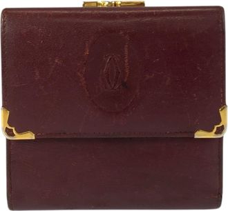 Cartier Wine Red Leather Wallet (Bi-Fold) (Pre-Owned)