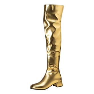 Generic Womens Elegant Over The Knee Boots Round Toe Medium Chunky Heel With Functional Side Zipper Thigh High Footwear