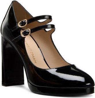Stuart Weitzman Babette Platform Mary Jane Pump in Black at Nordstrom, Size 8.5