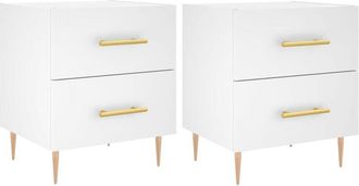 vidaXL Vidaxl - Mesitas de noche 2 uds madera ingeniería blanco 40x35x47,5 cm