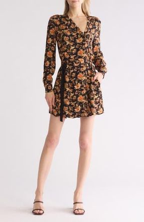 Reiss Lula Floral Long Sleeve Dress in Black Floral at Nordstrom Rack, Size 4 Us / 8 Uk