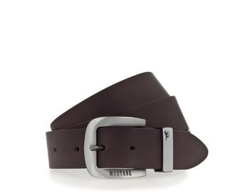 Mustang Lederg&uuml;rtel MUSTANG, Herren, Gr. 120, braun (dunkelbraun), Rindsleder, unifarben, G&uuml;rtel Lederg&uuml;rtel, &Uuml;berl&auml;nge, Dornschliesse in geschw&auml;rztem Silber,