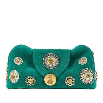 Versace Embroidered suede leather Vivian clutch Woman One Size